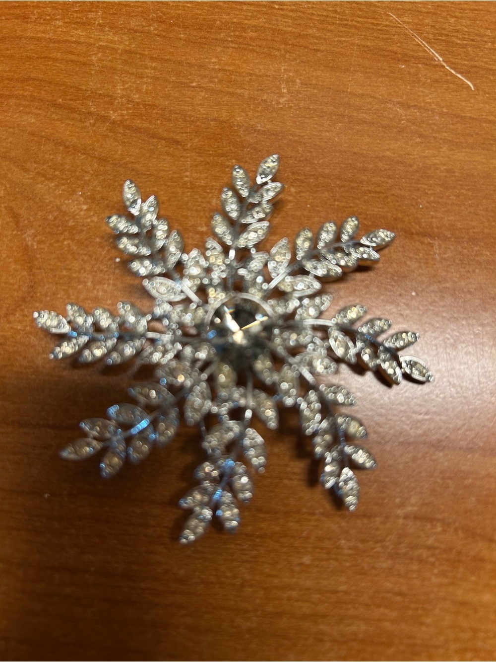 Sarah Coventry Silver-Tone Crystal Snowflake Brooch